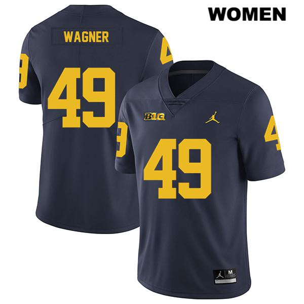 Women's NCAA Michigan Wolverines William Wagner #49 Navy Jordan Brand Authentic Stitched Legend Football College Jersey MS25J47BG